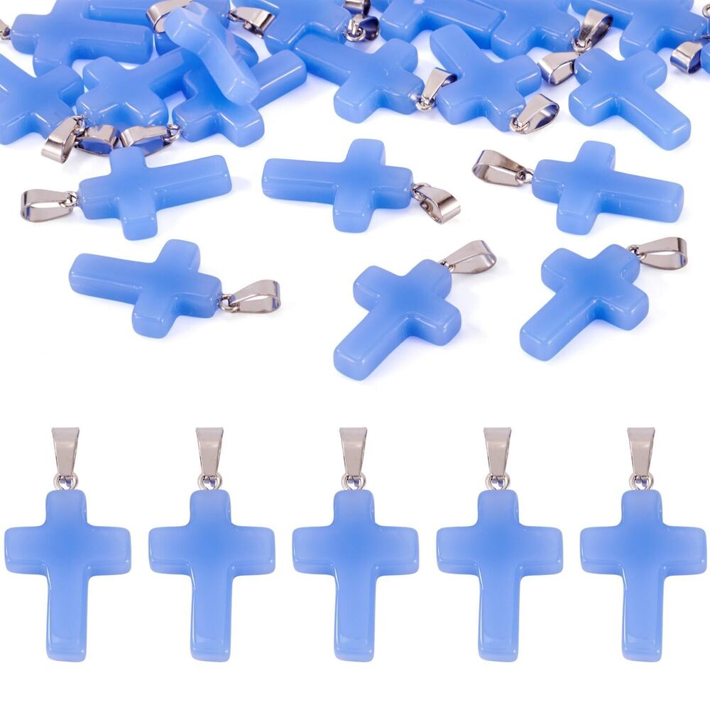 3237 20Pcs Crystal Glass Cross Pendants Cross Religion Dangle Charms